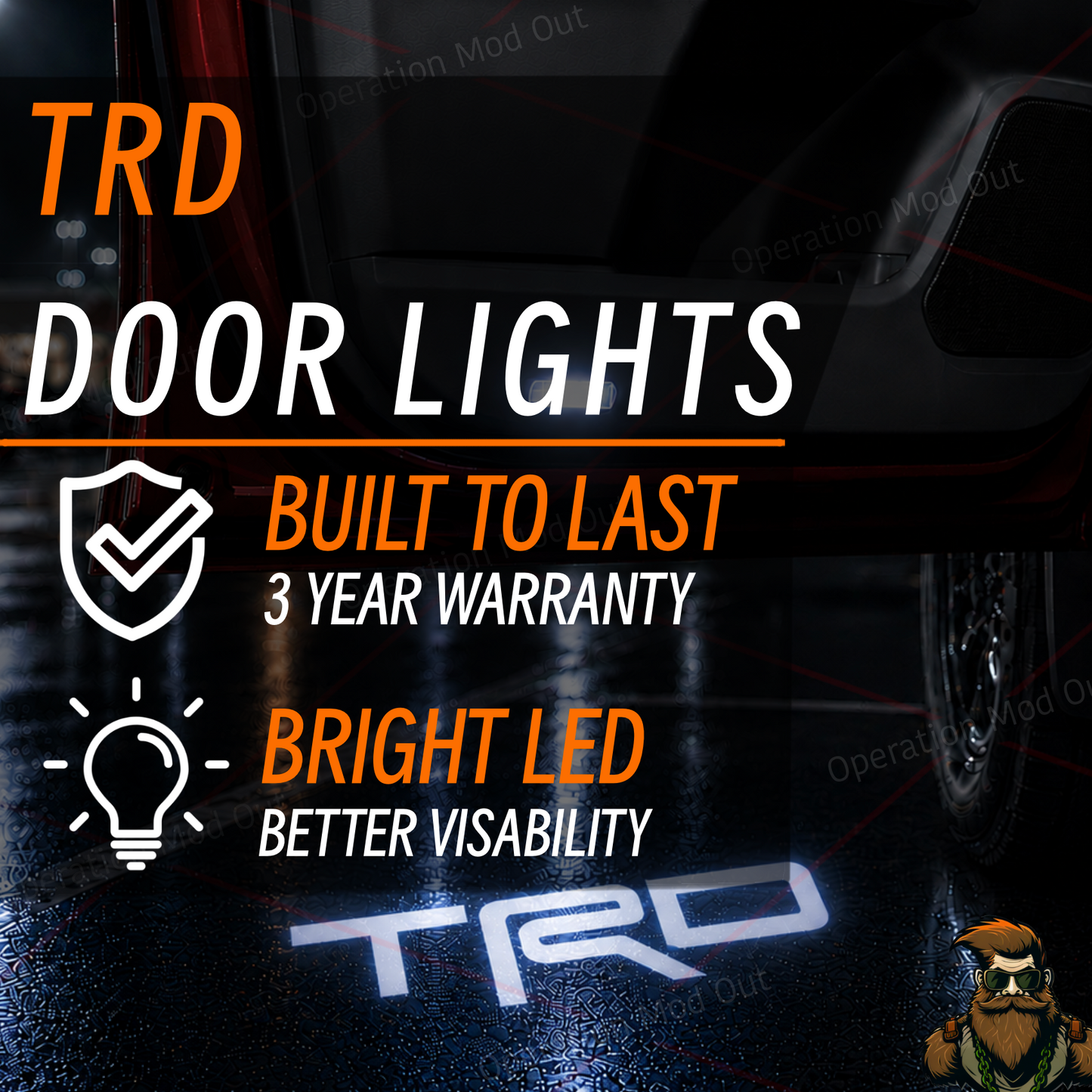 White TRD Toyota Door Lights | 4Runner Lights | Tundra Lights
