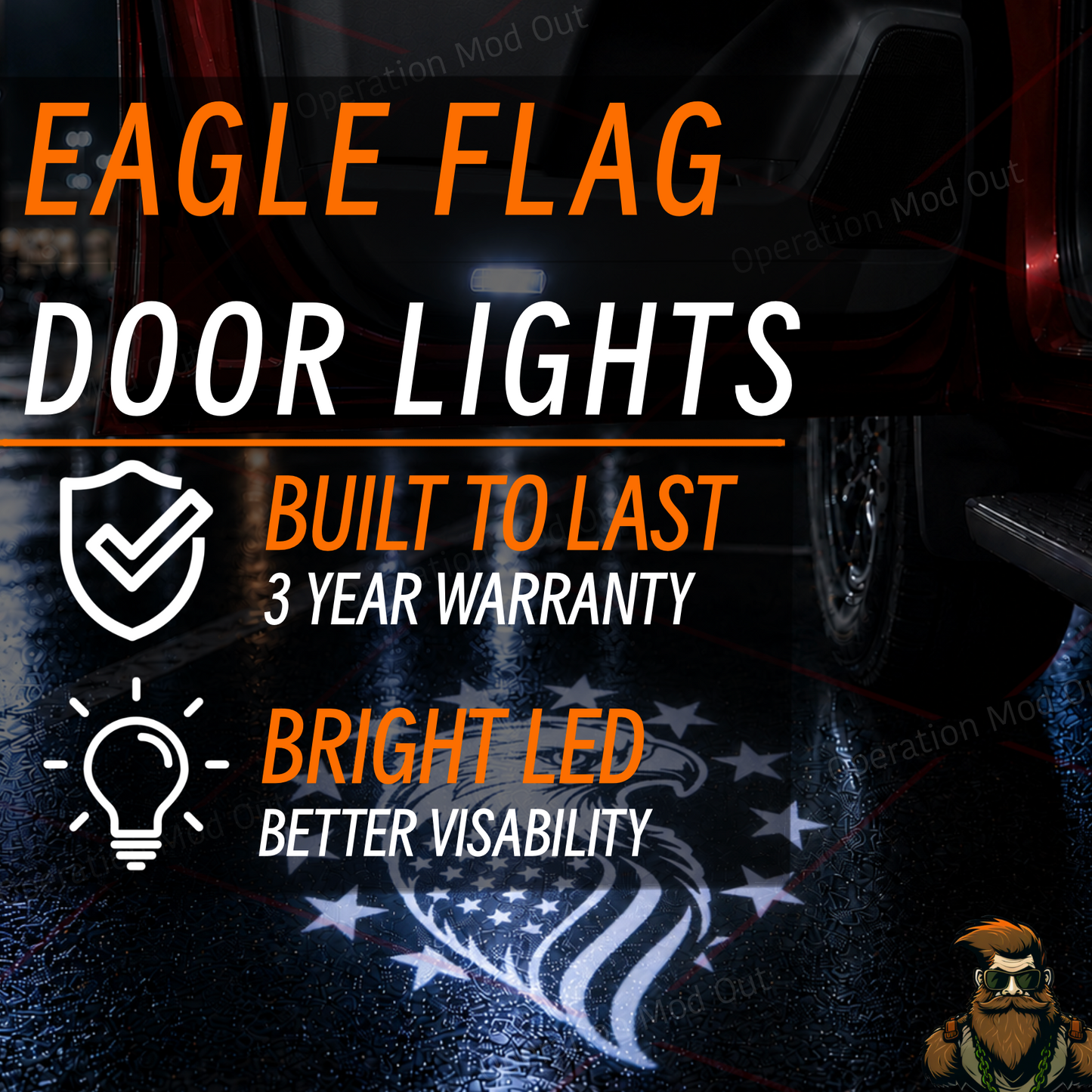 American Eagle Door Lights | Toyota | Lexus | 4Runner | Tundra | Highlander | Sequoia | Camry | Tacoma*
