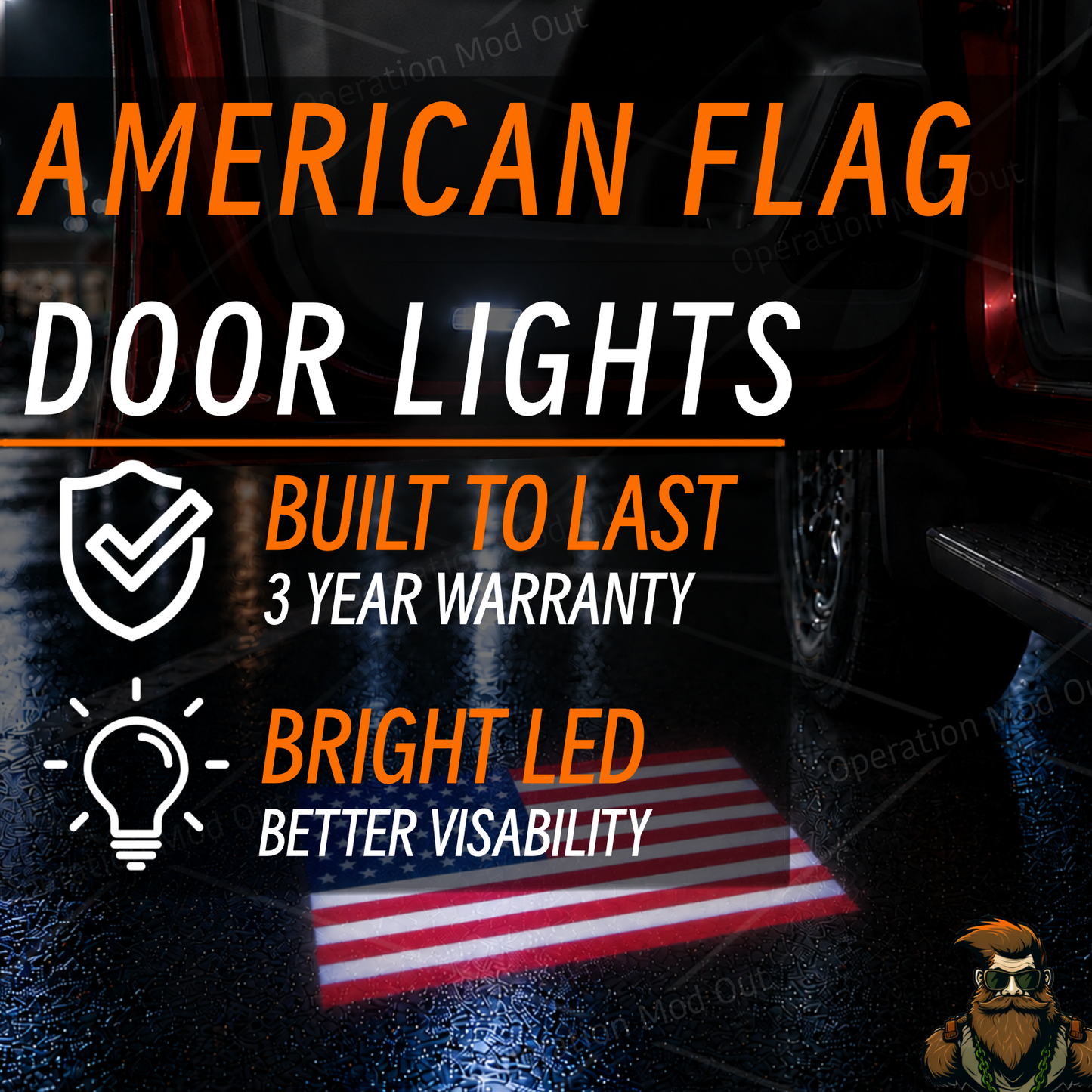 American Flag Door Lights | Toyota | Lexus | 4Runner | Tundra | Highlander | Sequoia | Camry | Tacoma*