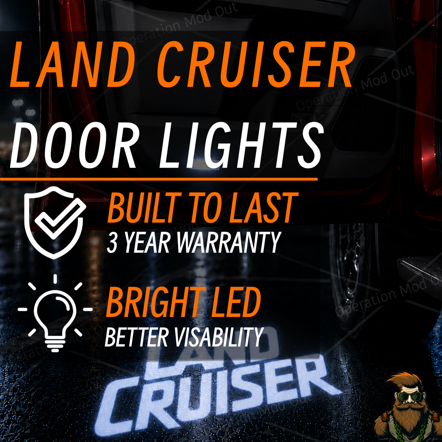 Land Cruiser Door Lights | LED | Plug and Play | Glass Lens